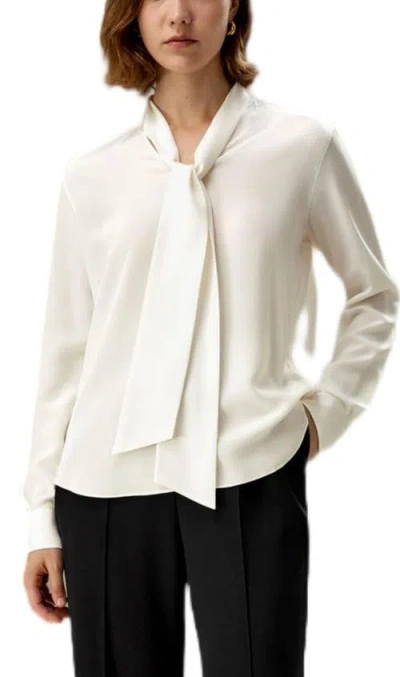 Lilysilk Silk Bowtie Blouse In White