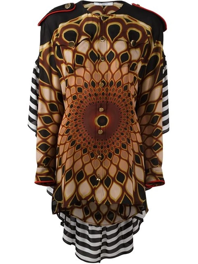 Givenchy Optical Peacock-print Georgette Blouse In Multicolor