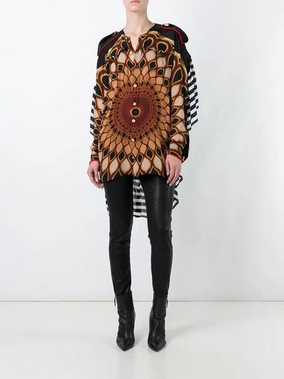 Givenchy Optical Peacock-print Georgette Blouse In Multicolour