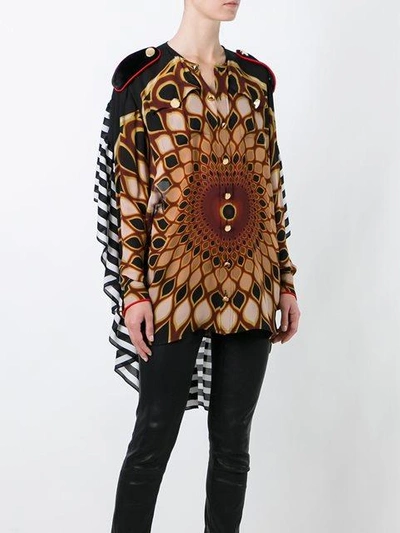 Givenchy Optical Peacock-print Georgette Blouse In Multicolour