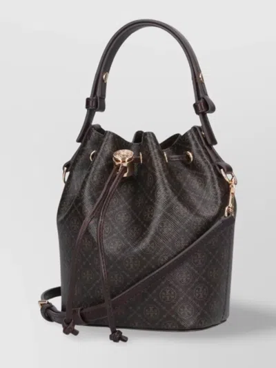 Tory Burch Bucket Bag With Top Handle And Adjustable Strap In Brown