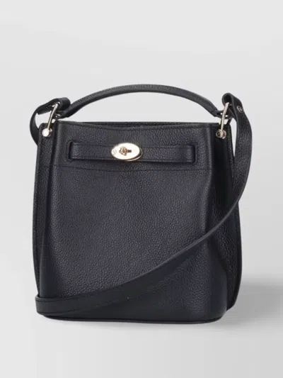 Mulberry Pebbled Top Handle Adjustable Strap Shoulder Bag In Black