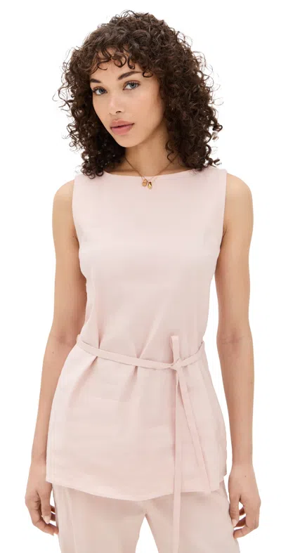 Rag & Bone Holland Tie Waist Linen Blend Tunic Top In Pink