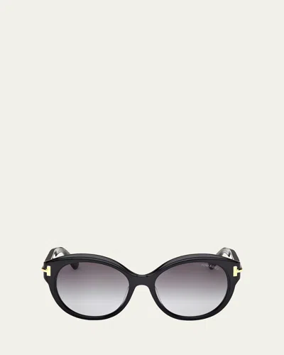 Tom Ford Icon 57mm Gradient Round Sunglasses