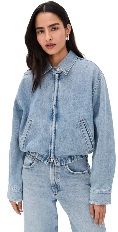 Agolde Nile Zip-front Elastic-waist Denim Jacket