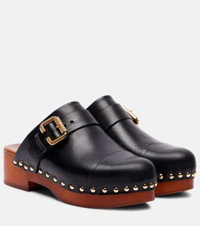Chloé Chloè Jeannette Leather Clogs In Black