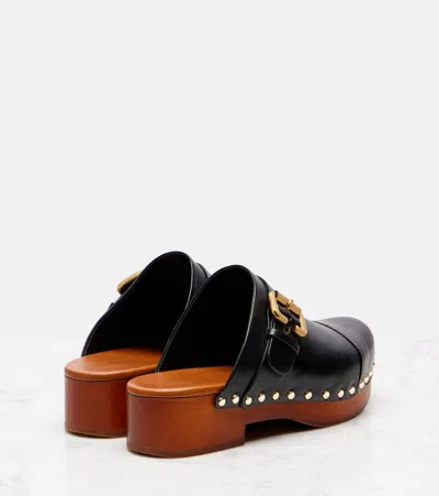 Chloé Chloè Jeannette Leather Clogs In Black