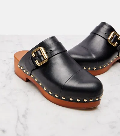 Chloé Chloè Jeannette Leather Clogs In Black