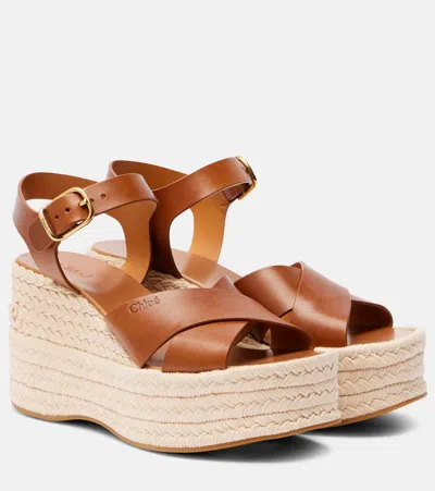 Chloé Open Toe Platform Sole Strappy Espadrilles