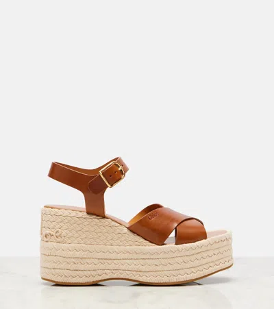 Chloé Open Toe Platform Sole Strappy Espadrilles