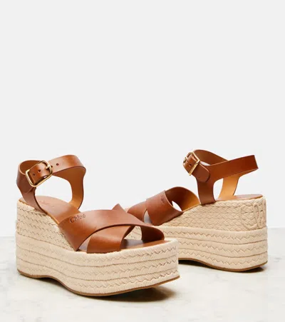 Chloé Open Toe Platform Sole Strappy Espadrilles