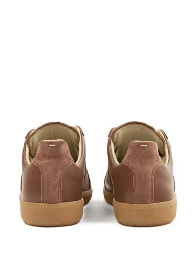 Maison Margiela Brown Suede Panel Low-top Sneakers In Brown