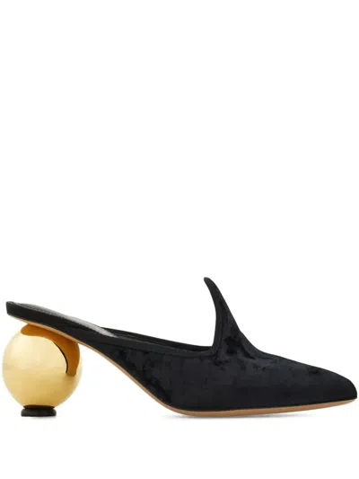 Ferragamo Spherical Heel Mule In Black