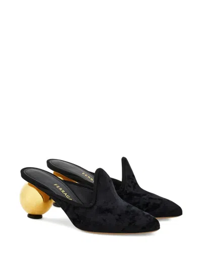 Ferragamo Spherical Heel Mule In Black
