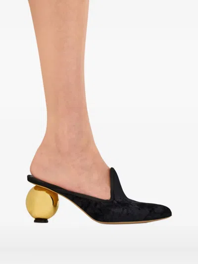 Ferragamo Spherical Heel Mule In Black