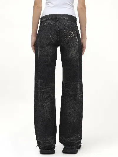 Fax Copy Express Women's Dirty Wash Straight Jeans In Blue