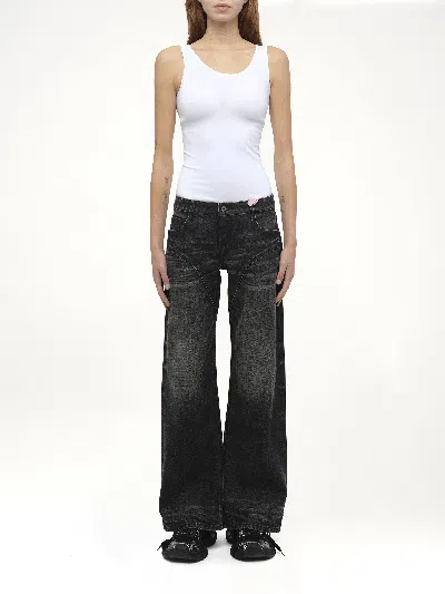 Fax Copy Express Women's Dirty Wash Straight Jeans In Blue