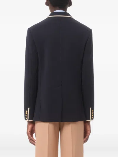 Valentino Double-breasted Blazer Gold Buttons In Black