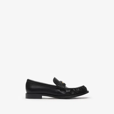 Burberry Leather Penny Loafers In Black
