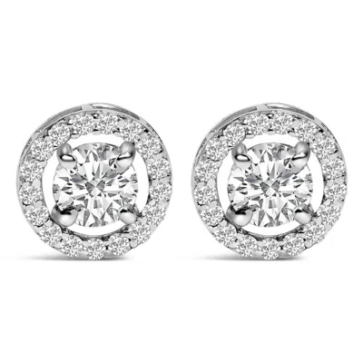 Haus Of Brilliance Men's 14k White Gold 1 3/4 Cttw Lab Grown Diamond Halo Cufflink