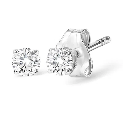 Haus Of Brilliance 14k White Gold 1.0 Cttw Lab Grown Diamond Solitaire Stud Earrings In White
