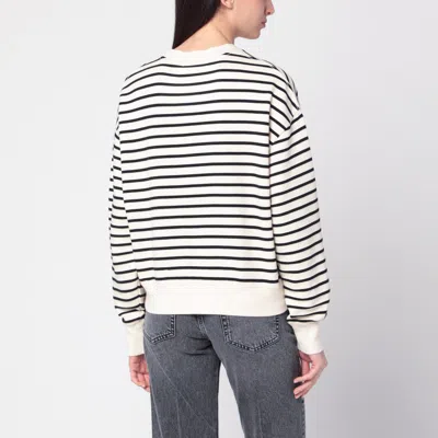 Anine Bing Striped Crew Neck Sweatshirt In White