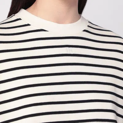 Anine Bing Striped Crew Neck Sweatshirt In White