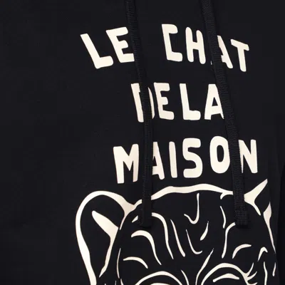 Valentino Jersey Felpa Le Chat De La Maison In Black