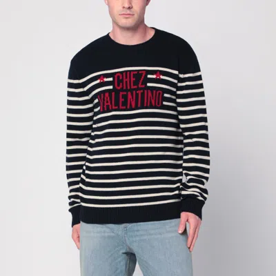 Valentino "chez Valentine" Wool Sweater In Blue