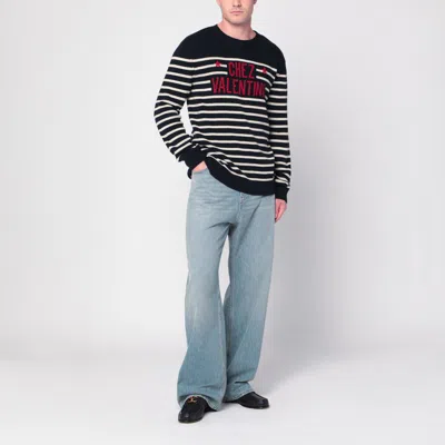 Valentino "chez Valentine" Wool Sweater In Blue