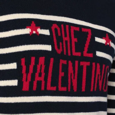 Valentino "chez Valentine" Wool Sweater In Blue