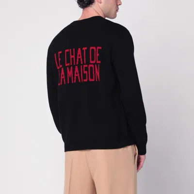 Valentino Wool Cotton Chat De La Maison Sweater In Black