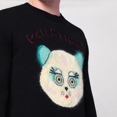 Valentino Wool Cotton Chat De La Maison Sweater In Black