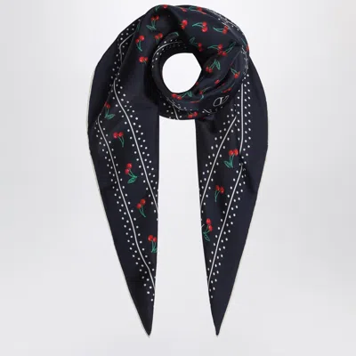 Valentino Garavani Cherryfic Silk Square Scarf In Blue
