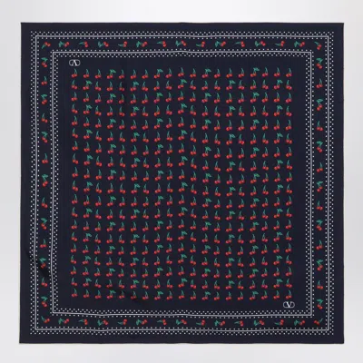 Valentino Garavani Cherryfic Silk Square Scarf In Blue