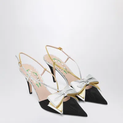 Valentino Garavani Slingback Bowow Pumps Black With Bow In Multi