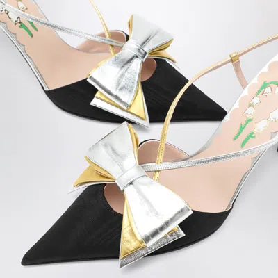 Valentino Garavani Slingback Bowow Pumps Black With Bow In Multi