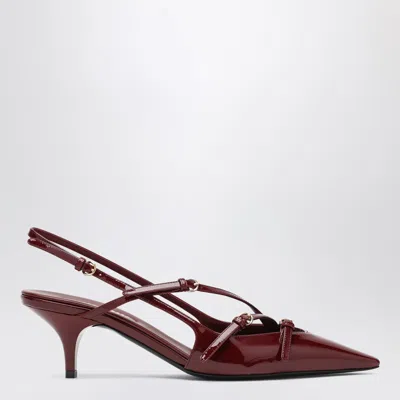 Miu Miu Slingback Deep Purple In Patent Leather With Buckles In Burgundy