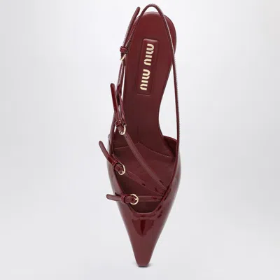 Miu Miu Slingback Deep Purple In Patent Leather With Buckles In Burgundy