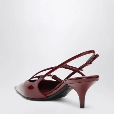 Miu Miu Slingback Deep Purple In Patent Leather With Buckles In Burgundy