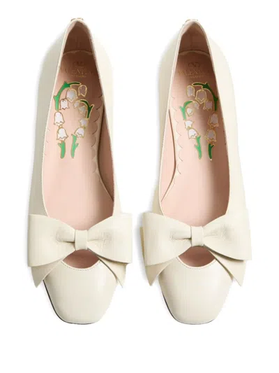 Valentino Leather Ballerinas Featuring Bow Detail