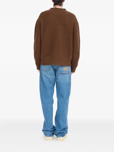 Mm6 Maison Margiela Mm6 V-neck Sweater Brown Melange