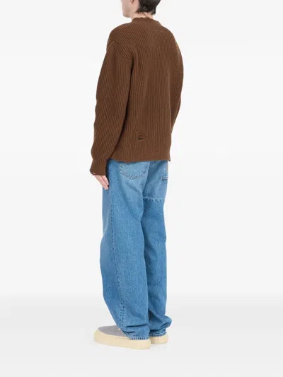 Mm6 Maison Margiela Mm6 V-neck Sweater Brown Melange