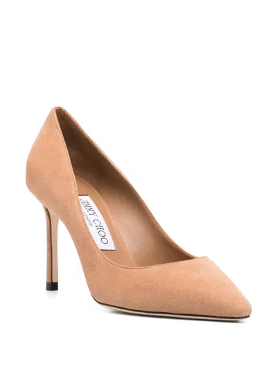Jimmy Choo Pointed Toe Slip-on Pumps With High Stiletto Heel In Nude