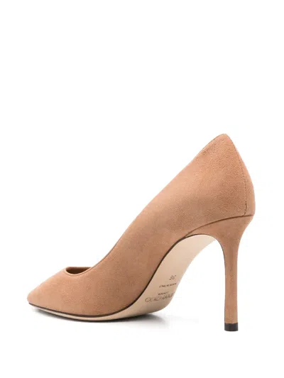 Jimmy Choo Pointed Toe Slip-on Pumps With High Stiletto Heel In Nude