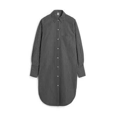 Totême Toteme Women Striped Kimono-sleeve Shirtdress In Gray