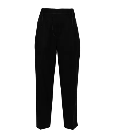 Brunello Cucinelli Cropped Stretch-cotton Tailored Trousers In Black