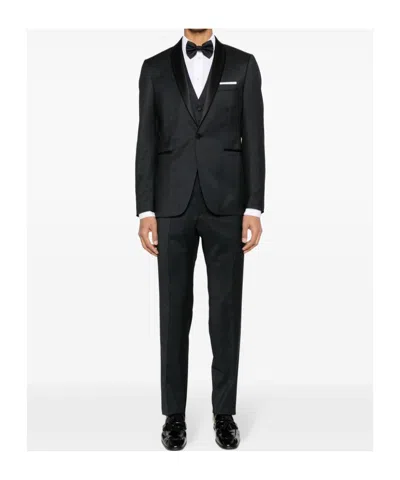 Tagliatore Single-breasted Wool Blend Suit With Satin Lapels