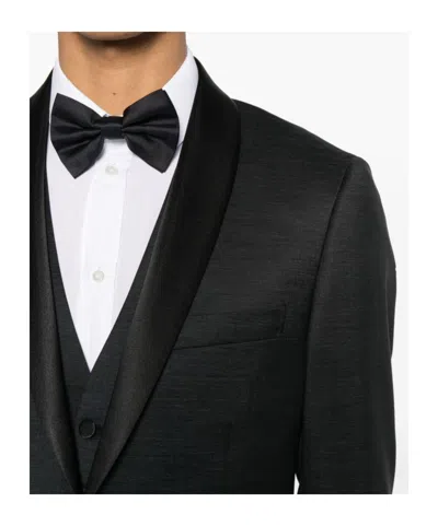 Tagliatore Single-breasted Wool Blend Suit With Satin Lapels