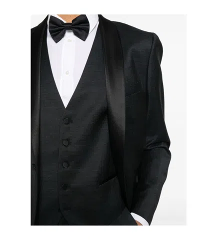 Tagliatore Single-breasted Wool Blend Suit With Satin Lapels